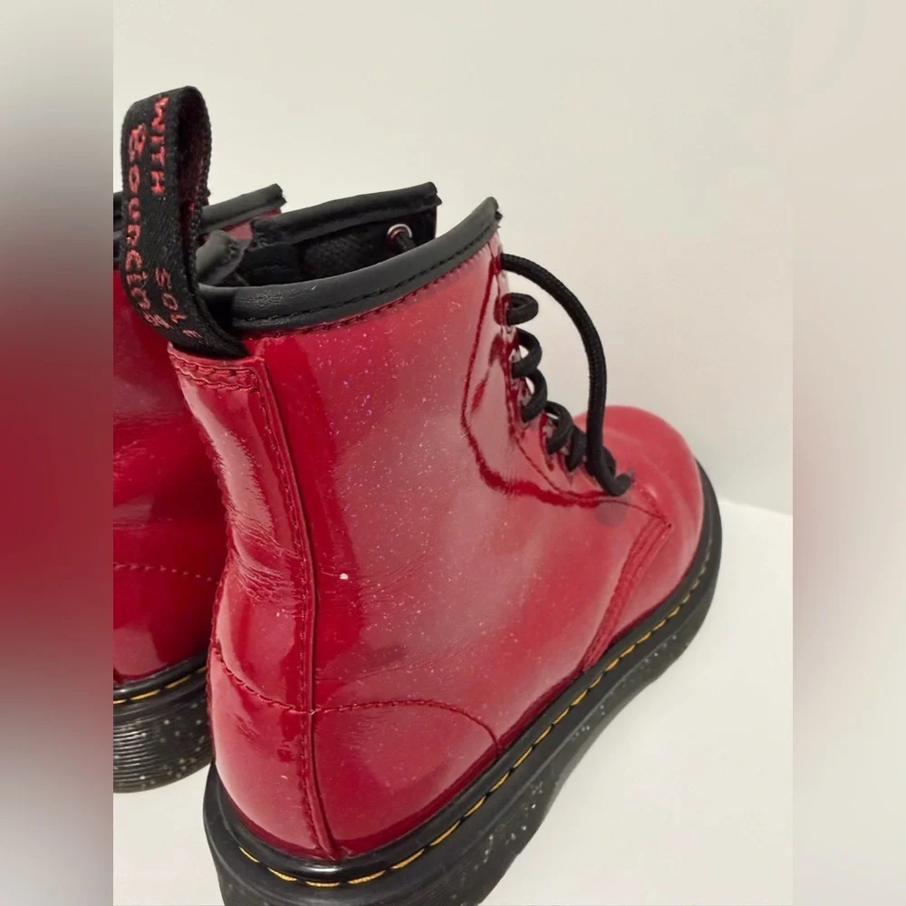 Doc Martens Dr. Martens youth Size 3 patent side zip red combat boots like new